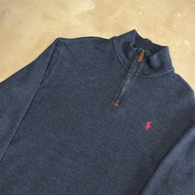 M 폴로랄프로렌 차콜 코튼 반집업 니트