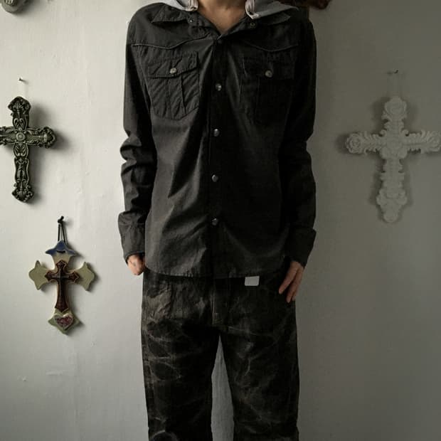 in the attic hood layered shirt