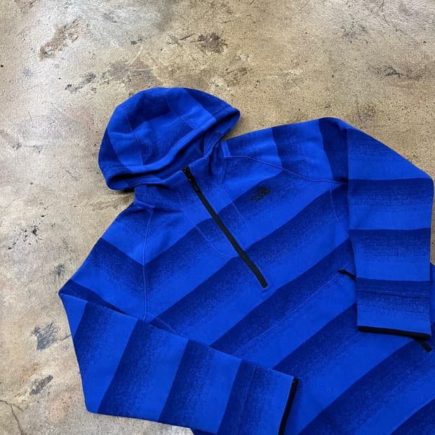 [정품/L] 노스페이스 블루 스트라이프 반집업 후드티 b15