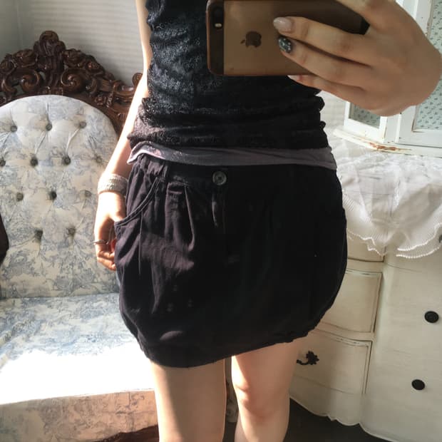 빈티지 네이비 벌룬 스커트