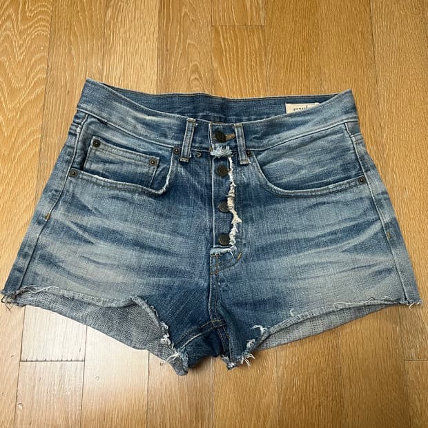 버튼플라이 빈티지 워싱 데님 팬츠 반바지
