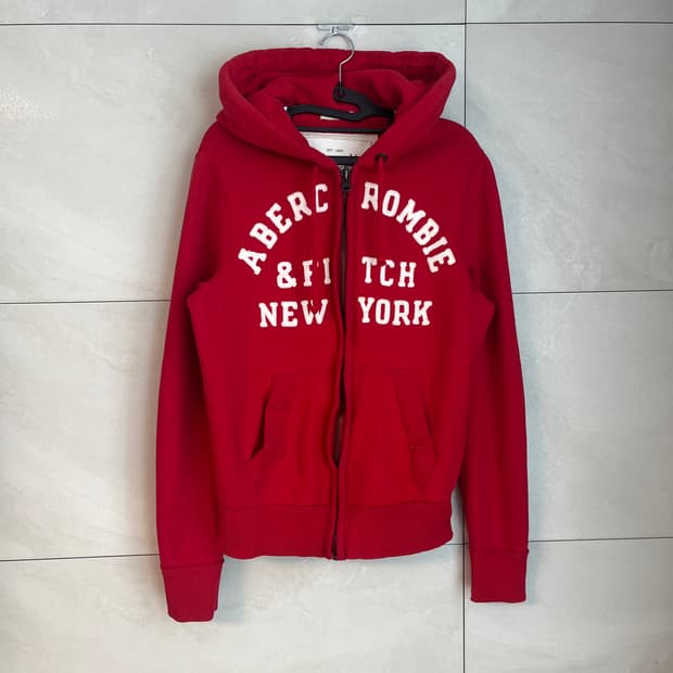 아베크롬비 스펠로고 대장 후드집업 레드 [S]