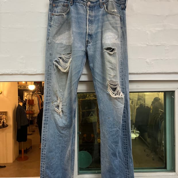 Levis 501 MADE IN USA 대미지 데님 청바지 W38/L36