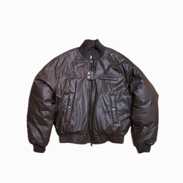 SECONDMONO 레더 봄버 푸퍼 패딩