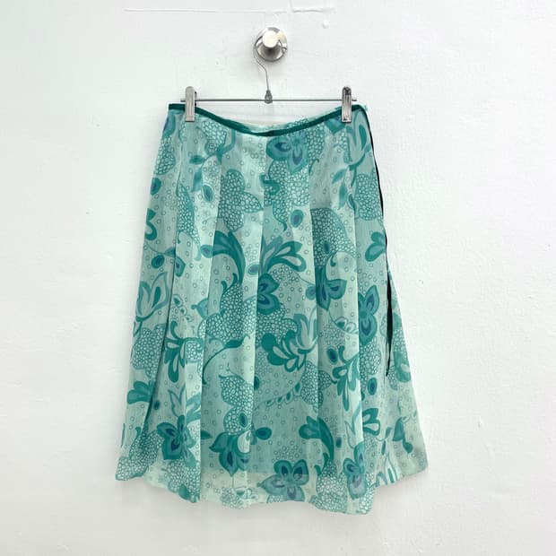 Mint sheer flower skirt