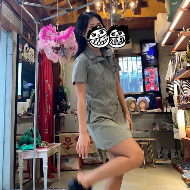 Vintage Reject 밀리터리 테크 유틸리티 미니 드레스