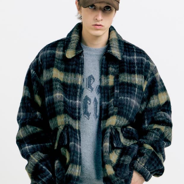 오션퍼시픽 브러쉬드 체크 재킷 