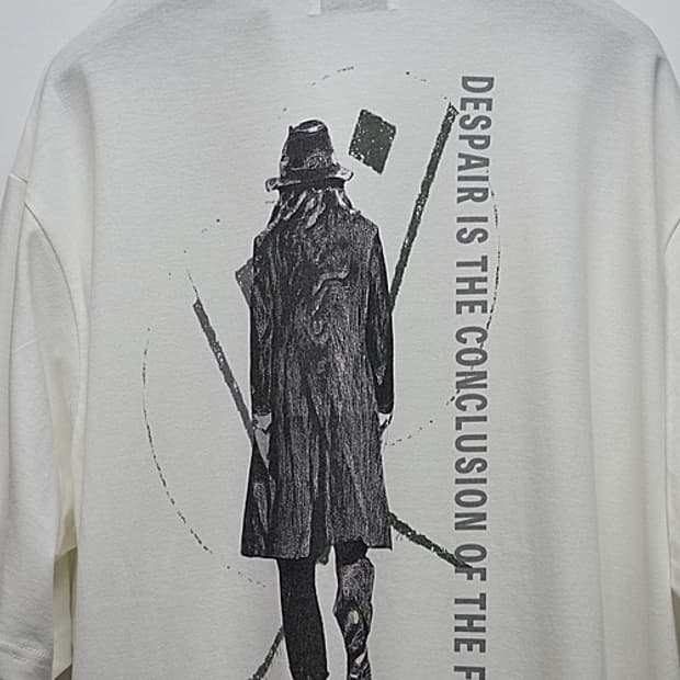 새상품 요지야마모토 30/1코마 천축 요지백프린팅 숏슬리브 3사이즈