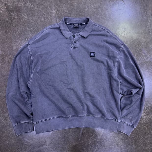 스타터 블랙라벨 빈티지 가먼트 다잉 워싱 오버핏 맨투맨 카라넥 M