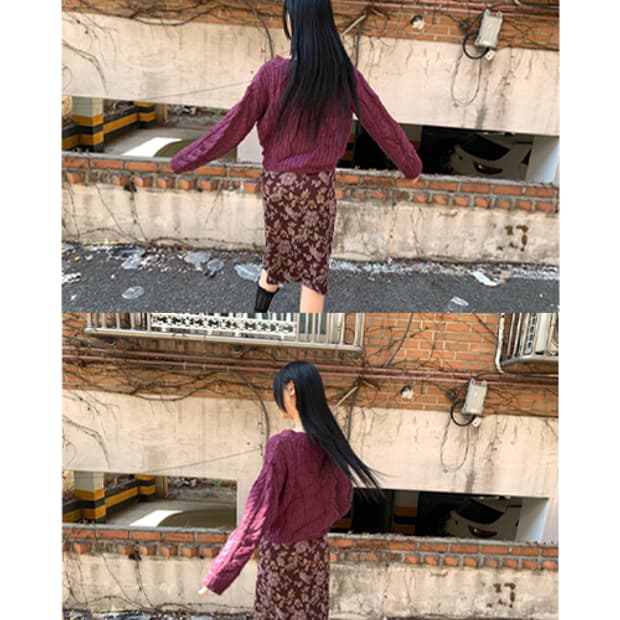 Flower long skirt(violet)