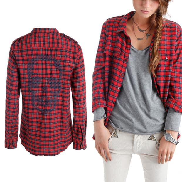 쟈딕앤볼테르 백 스컬 체크 셔츠 [새상품]