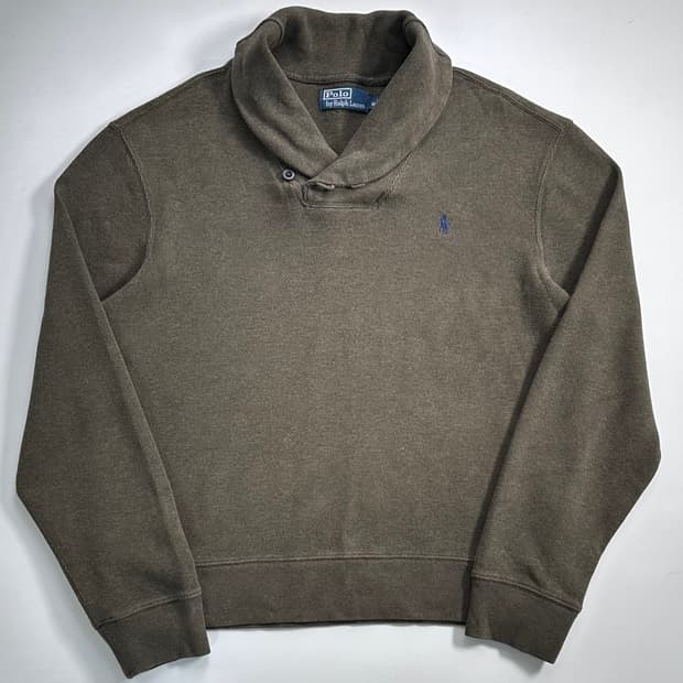 폴로 랄프로렌 카키 숄카라 맨투맨 