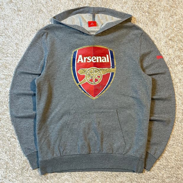 푸마 아스날 빅로고 후드티 그레이