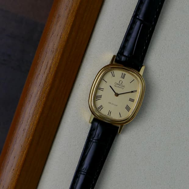 오메가 빈티지 드빌 엘립스 로만 쿼츠 여성용 시계