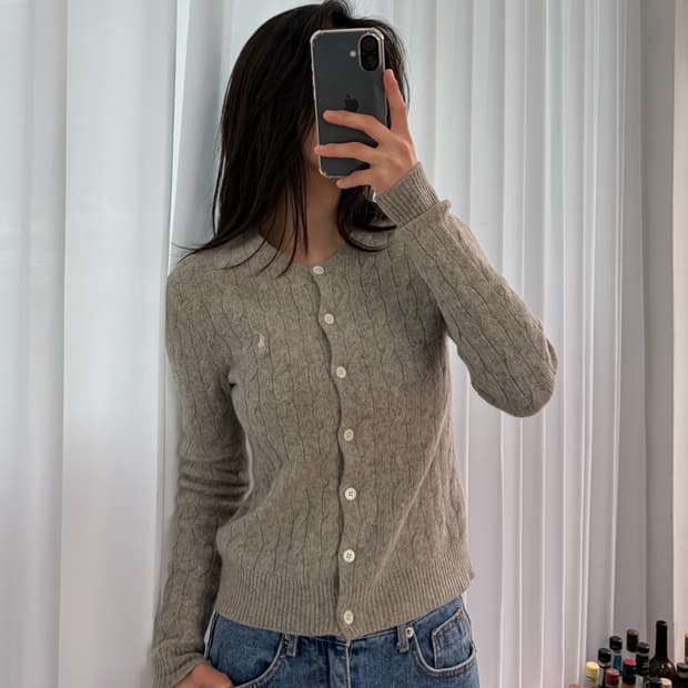 [XS]폴로 랄프로렌 캐시미어 혼방 케이블 니트 가디건