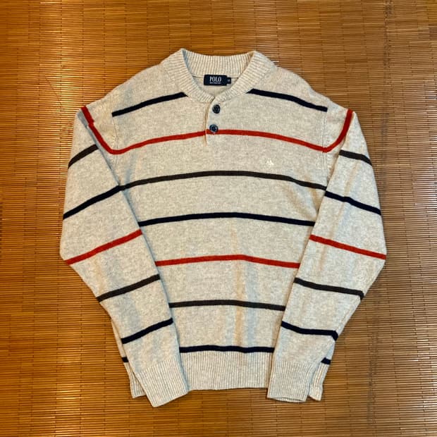 90‘s 스트라이프 헨리넥 니트