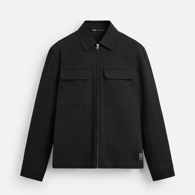 자라 릴렉스드 집업 자켓 블랙