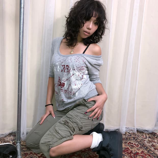 XS DIESEL 디젤 프린팅 스트라이프 티셔츠