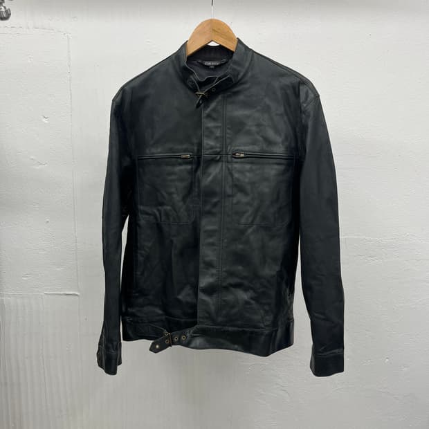 L) DKNY COW LEATHER BIKER JACKET