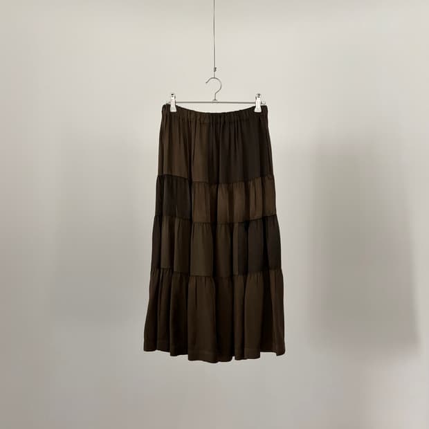 Olive Tiered Patchwork Skirt