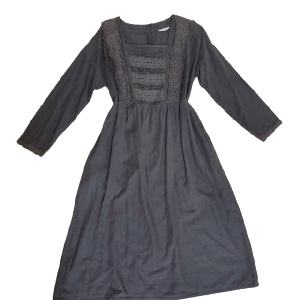 빈티지 펀칭 크로쉐 레이스 롱원피스 브라운 모리걸하구미니혼진 sm2