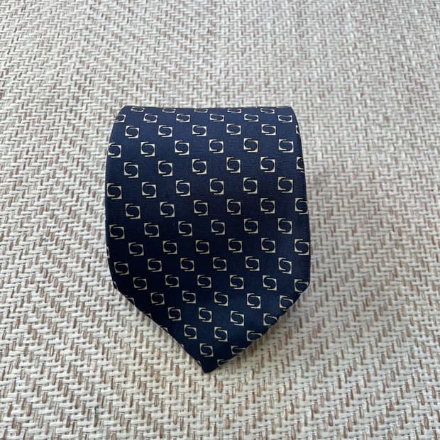 크리스찬 디올 실크 네이비 넥타이 