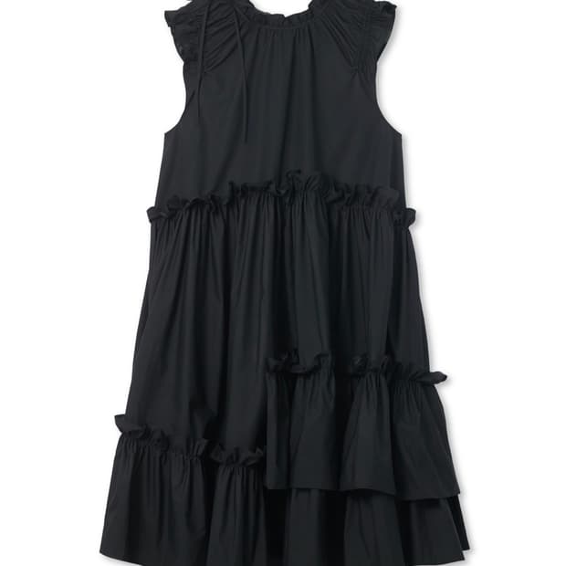 코스모스 COSMOSS 리본 러플 드레스 블랙
