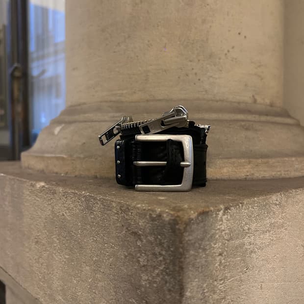 Leather  zipper bangle belt piece