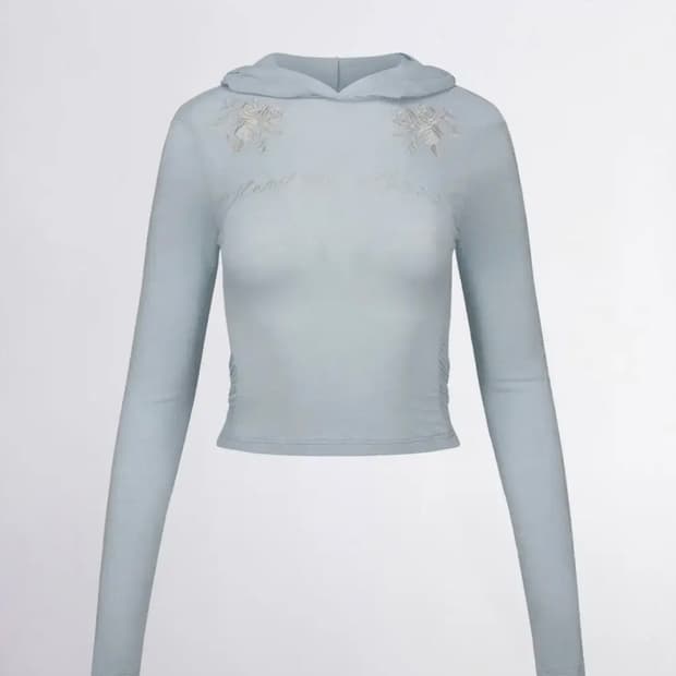 스컬프터 로즈 앙고라 후드티 베이비블루 L