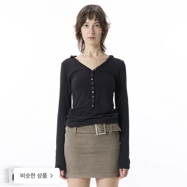 파히섬 버튼 티셔츠 블랙