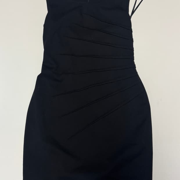 여성 캘빈클라인 슬리브리스 사이드 셔링 쉬스 원피스 S 블랙