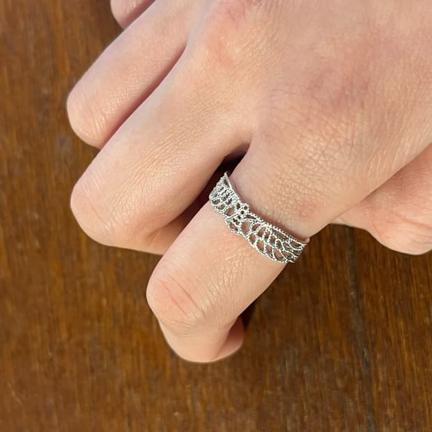 새상품 여성 신주 날개 레이스 오픈링 반지 