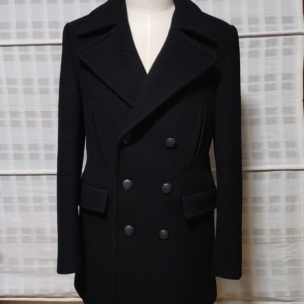 (한섬) 타임 옴므 검정 더블 코트 100  / 캐시미어 블렌디드