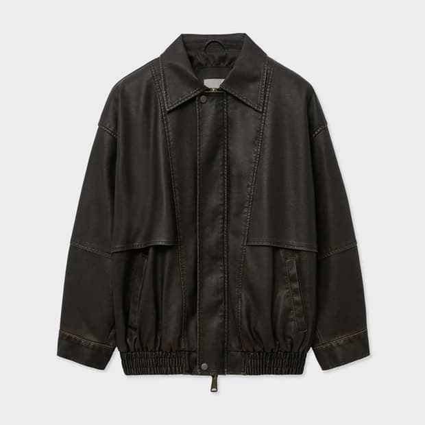 레이디볼륨 빈티지 코팅 레더 자켓