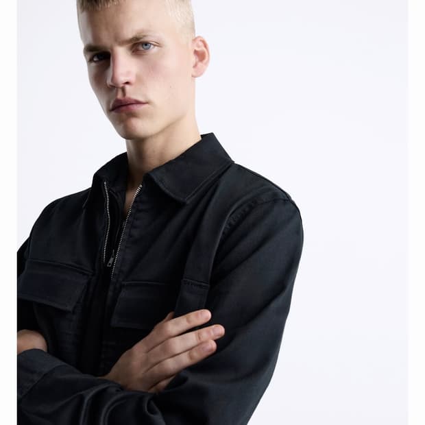 자라 유틸리티 포켓 오버핏 집업자켓 블랙 XL