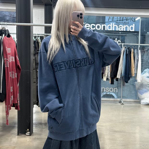 퀵실버 블루 플리스 집업 자켓