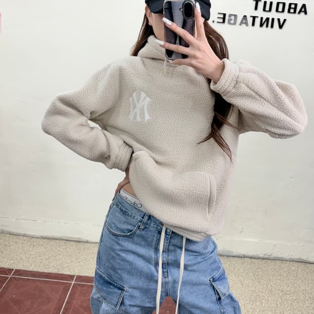 MLB 뽀글이 후리스 후드티