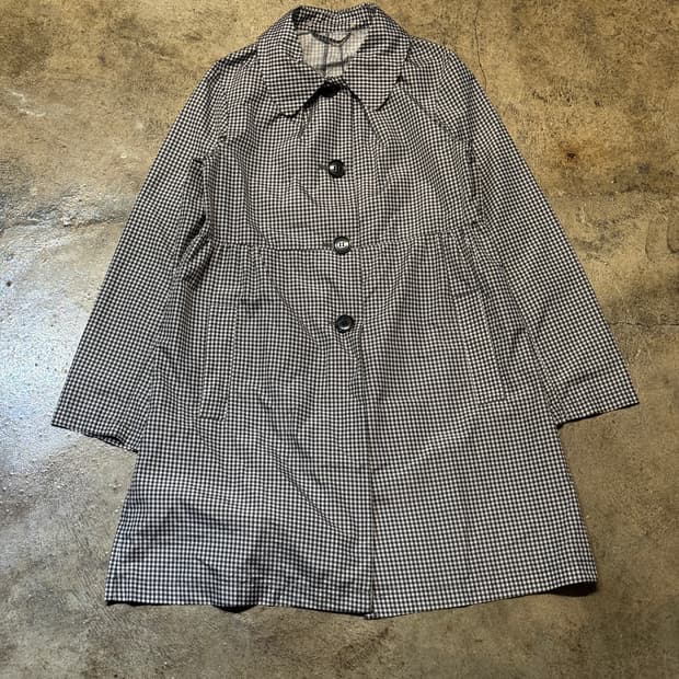 44-55 ) COMME CA ISM Checked Rain Coat