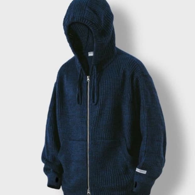 Flow Knit Hoodie Zip up - Navy  