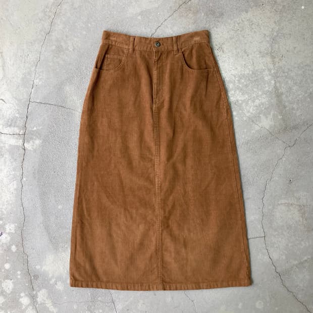 caramel brown corduroy long skirt