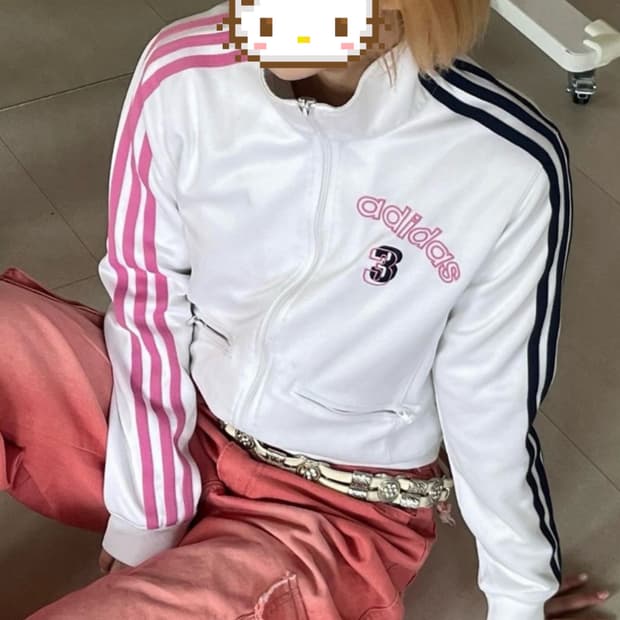 아디다스 화이트 핑크 네이비 져지