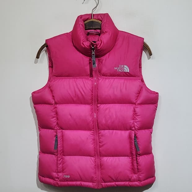 (S) 노스페이스 눕시 패딩조끼 핑크 700 거위털 구스다운 베스트 