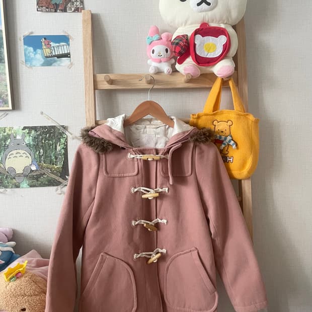 모리걸 빈티지 핑크 퍼 숏떡코 💗🤍