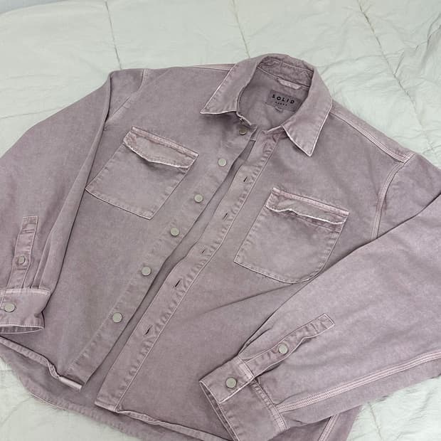 솔리드옴므 워싱 데님  셔츠 트리커 자켓 라지