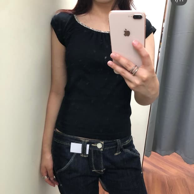 버버리 블루라벨 노바체크 라이닝 탑