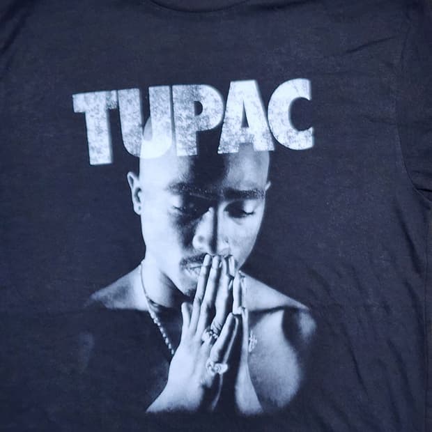 투팍 2PAC 프레이 포토 반팔 L