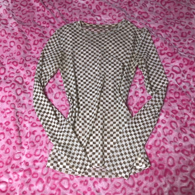 빈티지 시스루 레이어드 체크보드 이너 롱슬리브