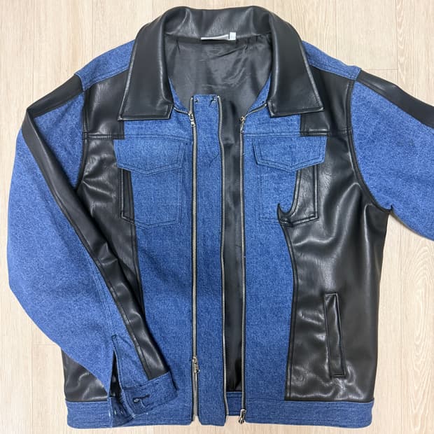 엑스톤즈 데님 레더 인시전 자켓 (BLUE/BLACK)