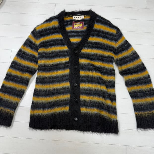 10꼬르소구매 한글텍)  마르니 모헤어 스트라이프 가디건 50사이즈  상