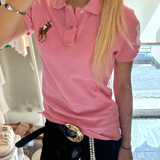 POLO Embroidery Big Pony Pink T